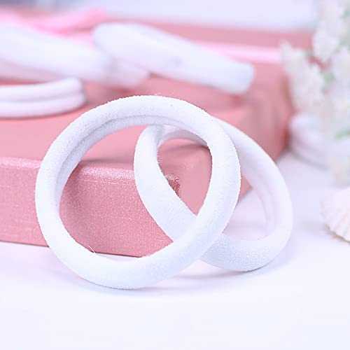 Set Of 30 Pcs Effortless White Color Elastic Cotton Stretch Hair Ties Bands Headband Ponytail Holder Brand: