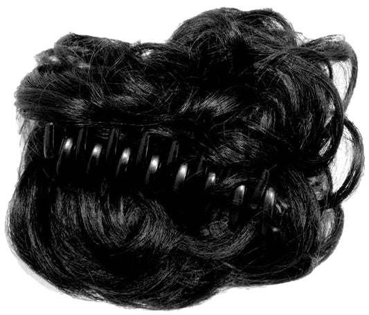 1Pcs Synthetic Nylon Messy Curly Hair Claw/Clutcher Bun Hair Extension for Women (Black Color)