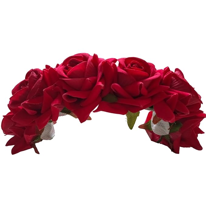 Red Floral Hair Bun Accessories