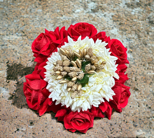 Artificial Rose Flower Juda Bun Handmade Floral Bun Decoration Wedding Bridal Traditional Accessories For Women & Girls