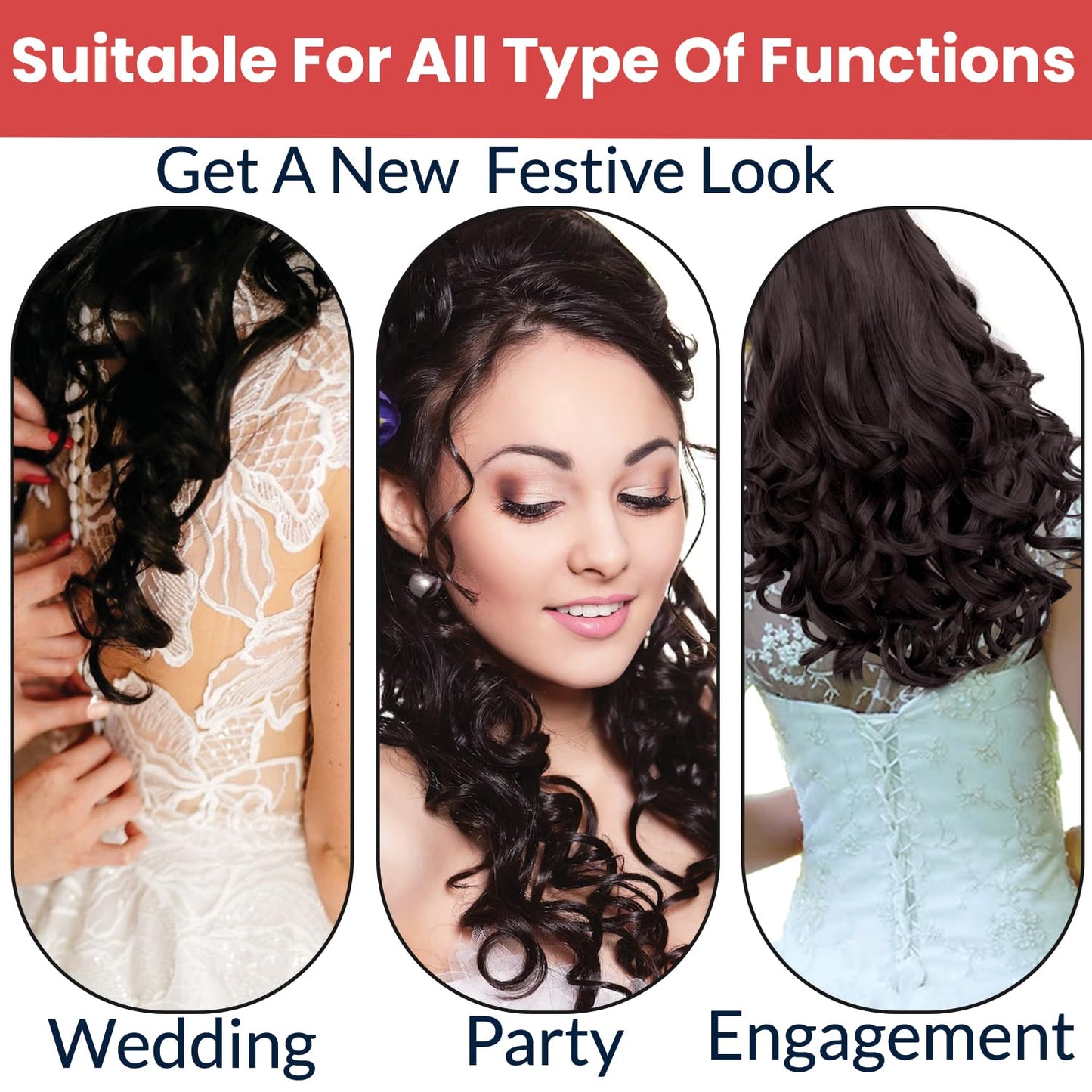 Hair Extensions for Women (Premium)- 5 Clips Attached Curly/Wavy Artificial Hair Clip On Extension