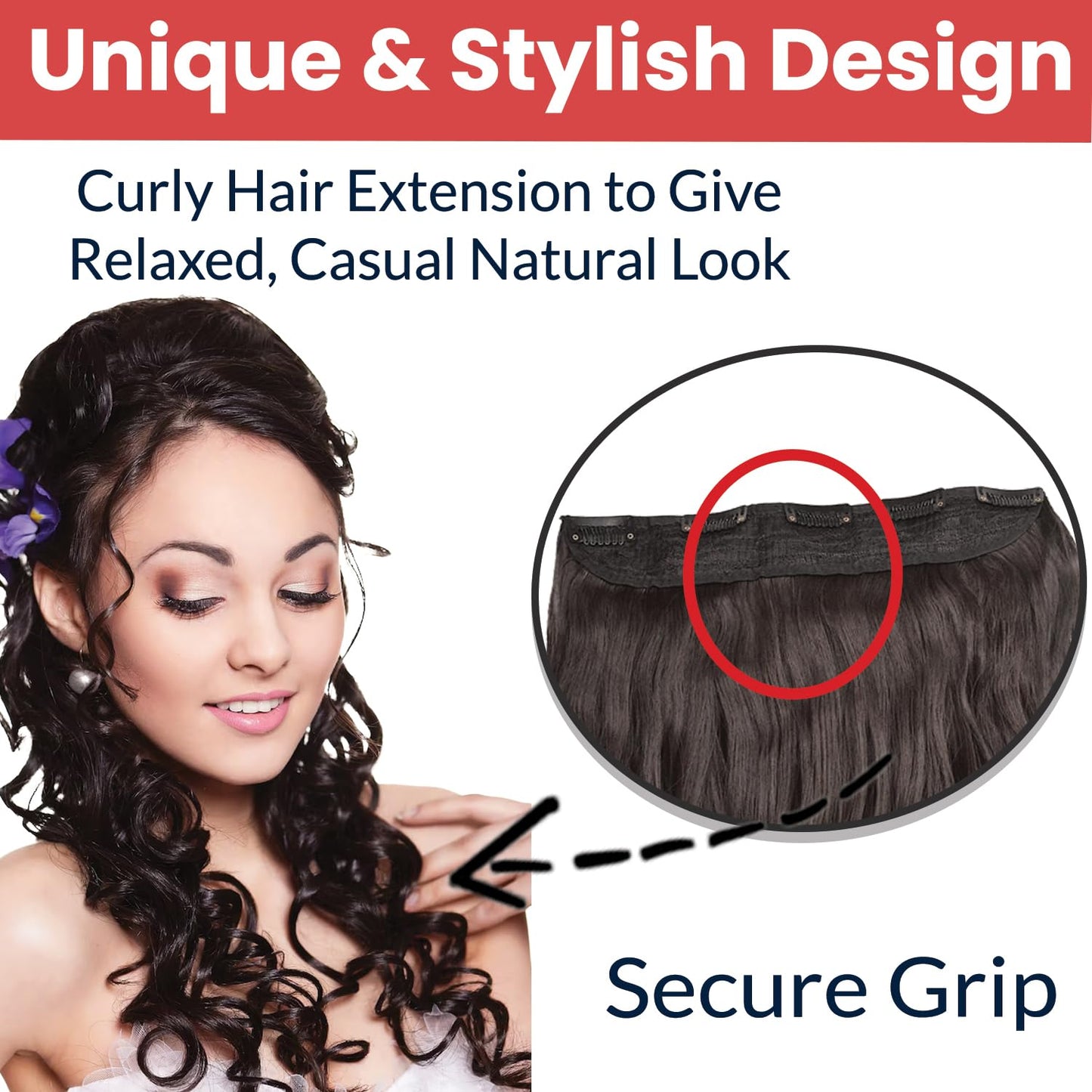 Hair Extensions for Women (Premium)- 5 Clips Attached Curly/Wavy Artificial Hair Clip On Extension