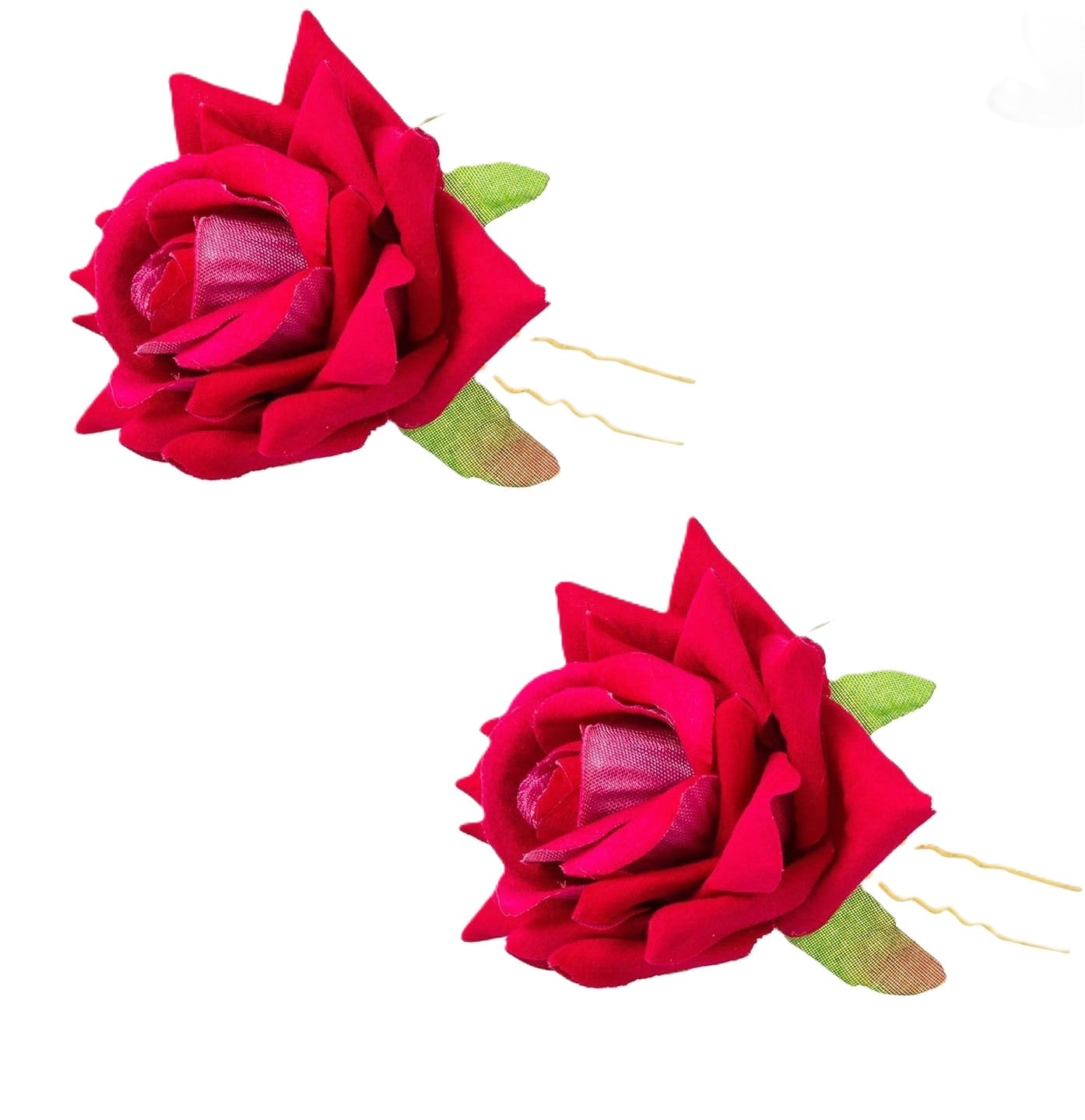 6 Piece Artificial Rose U Shape Hair Pins Elegant Wedding Juda Clip, Valentine's Day Gift, Stylish Hair Bun Stick with Flowers for Hair Perfect Marriage Hairstyle Accessories Useful for Women, Girls, Brides (Red Color)