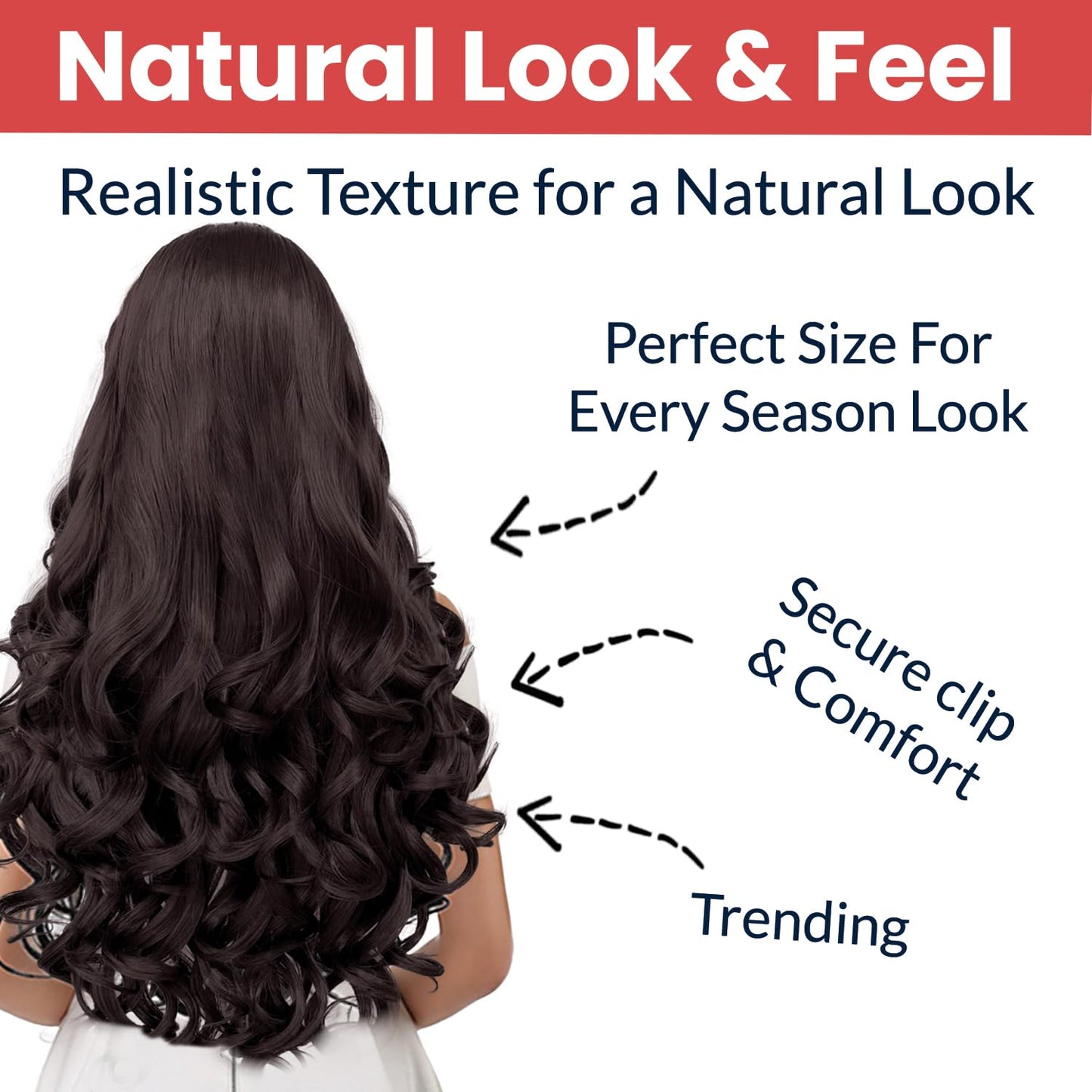 Hair Extensions for Women (Premium)- 5 Clips Attached Curly/Wavy Artificial Hair Clip On Extension
