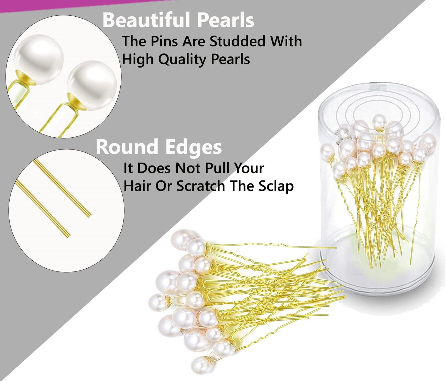 Pearl U Pins Hair Accessories 12pcs (White)