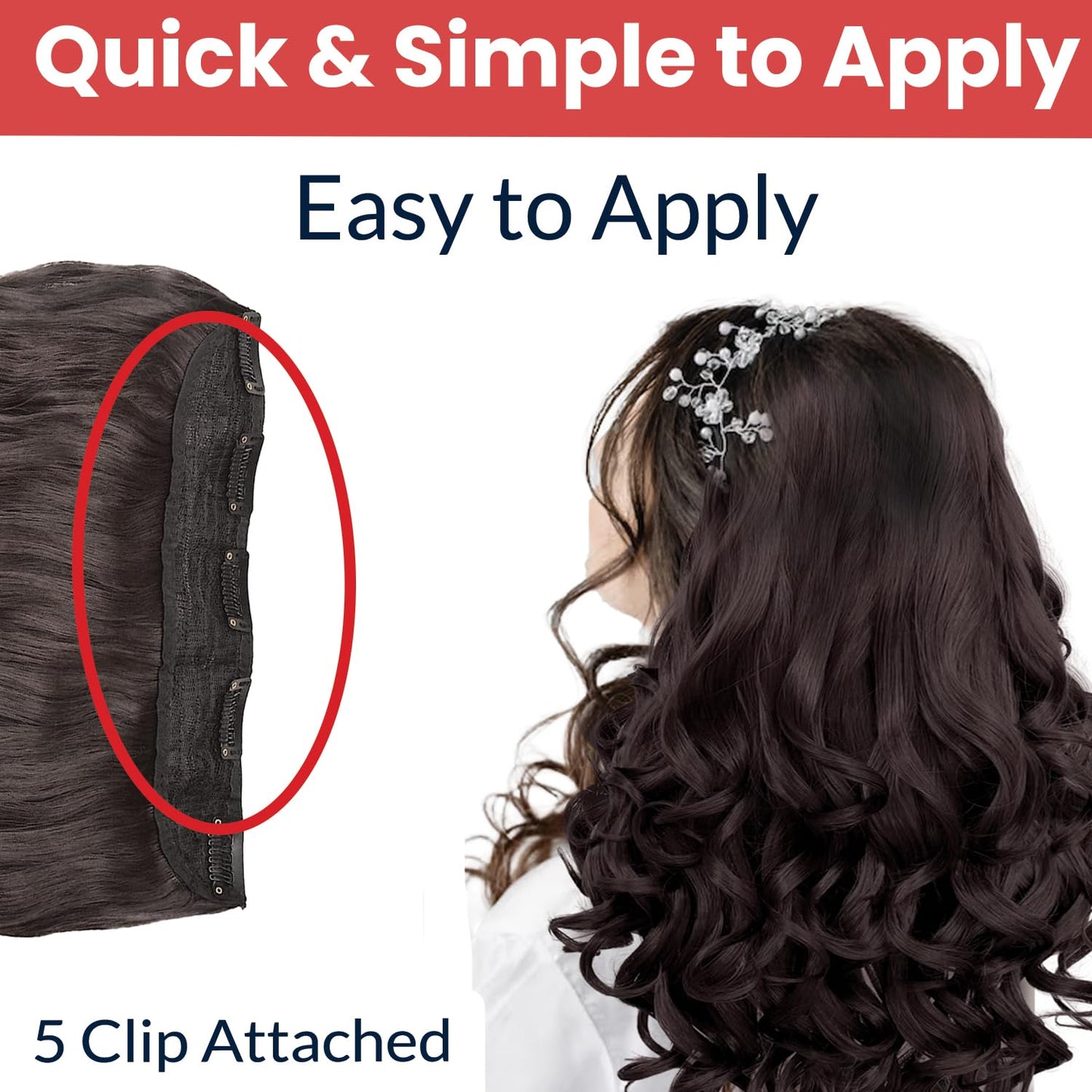 Hair Extensions for Women (Premium)- 5 Clips Attached Curly/Wavy Artificial Hair Clip On Extension