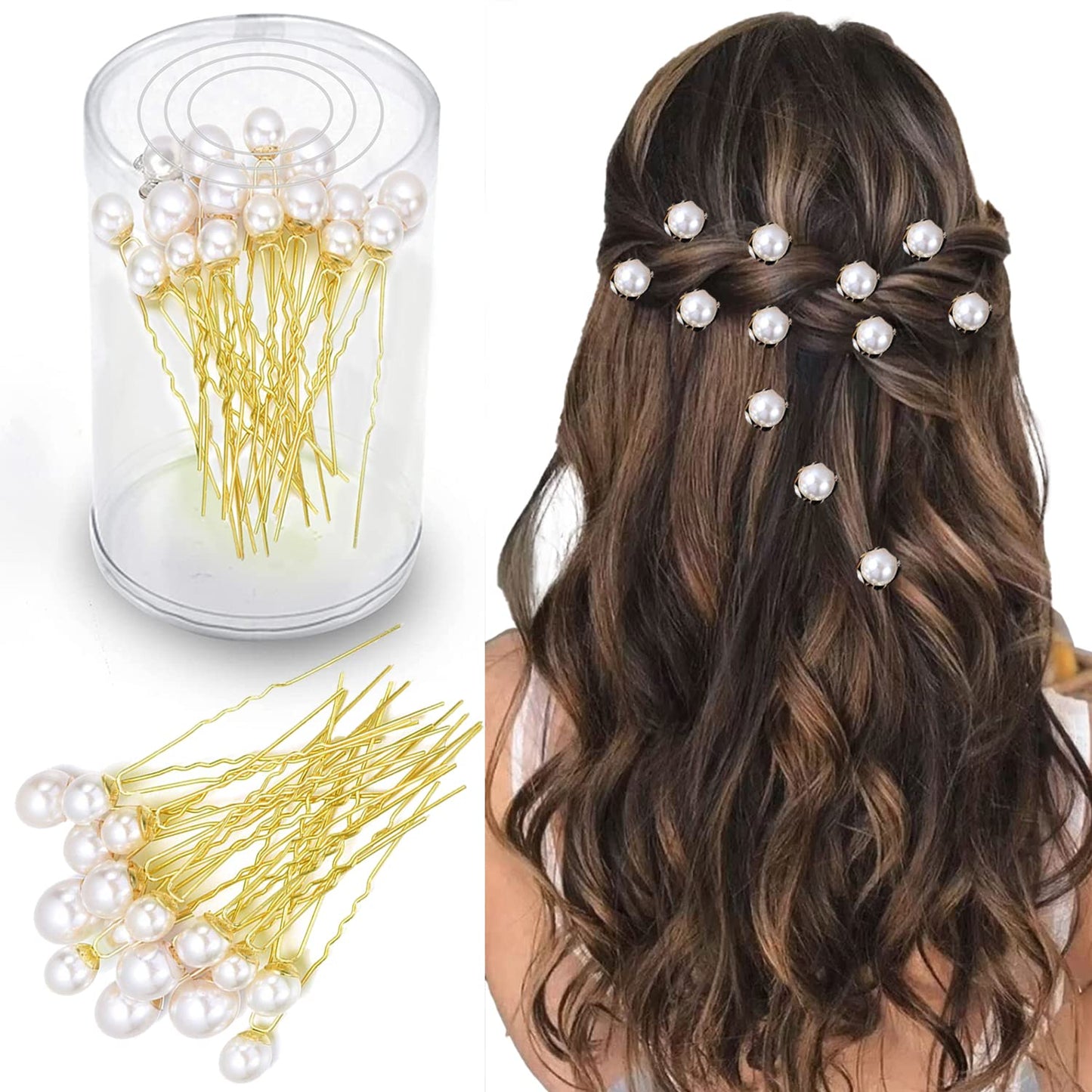 Pearl U Pins Hair Accessories 12pcs (White)