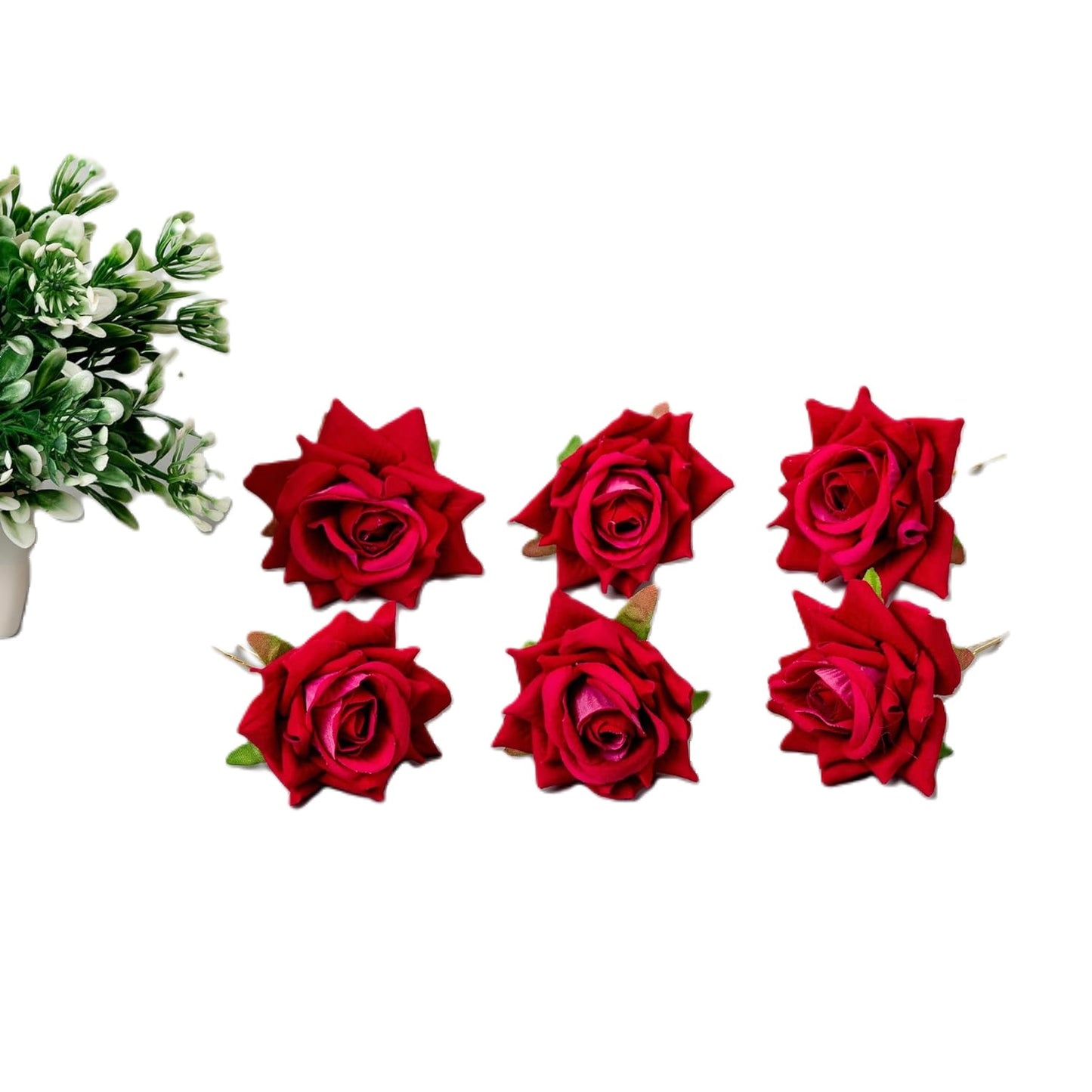 6 Piece Artificial Rose U Shape Hair Pins Elegant Wedding Juda Clip, Valentine's Day Gift, Stylish Hair Bun Stick with Flowers for Hair Perfect Marriage Hairstyle Accessories Useful for Women, Girls, Brides (Red Color)