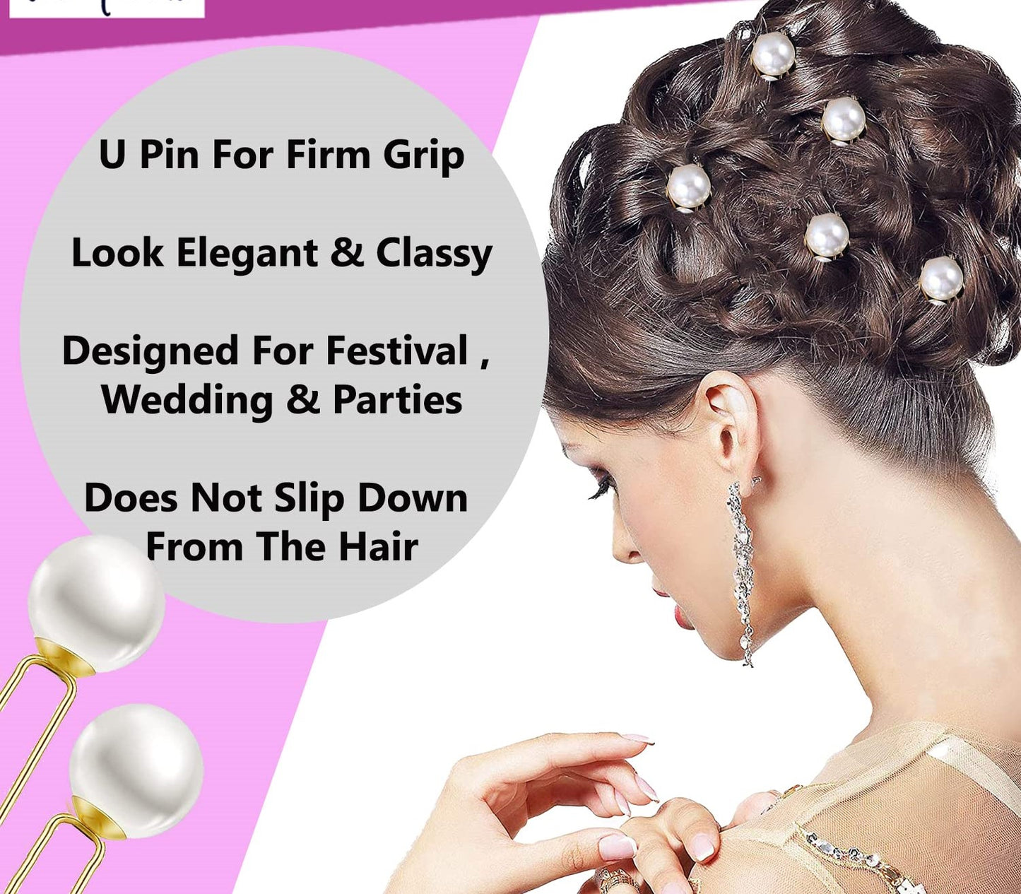 HQ Pearl U Pins Hair Accessories 12pcs (White)