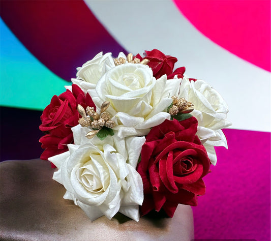 Artificial Rose Flower Juda Bun Handmade Floral Bun Decoration Wedding Bridal Traditional Accessories For Women & Girls
