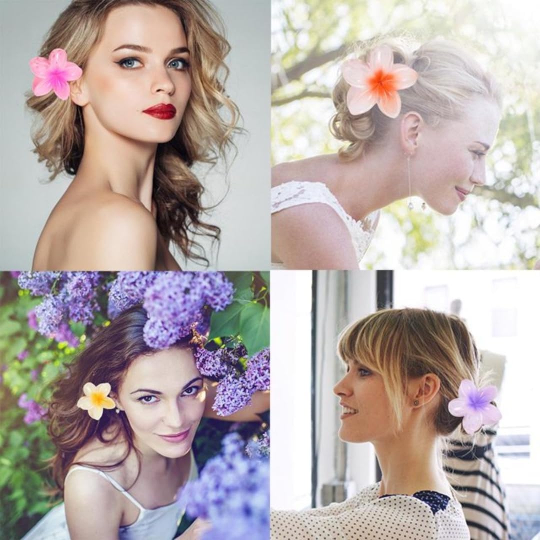 Flower Claw Clip- 6pc Stylish Korean Hair Clips for Women, Flower Clutcher Claw Set | Cute Floral Hair Accessories for Women and Girls