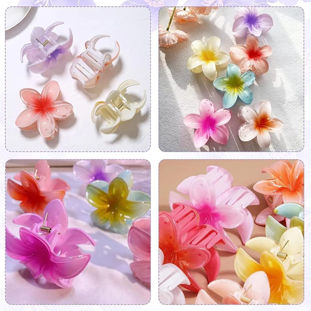 Flower Claw Clip- 6pc Stylish Korean Hair Clips for Women, Flower Clutcher Claw Set | Cute Floral Hair Accessories for Women and Girls