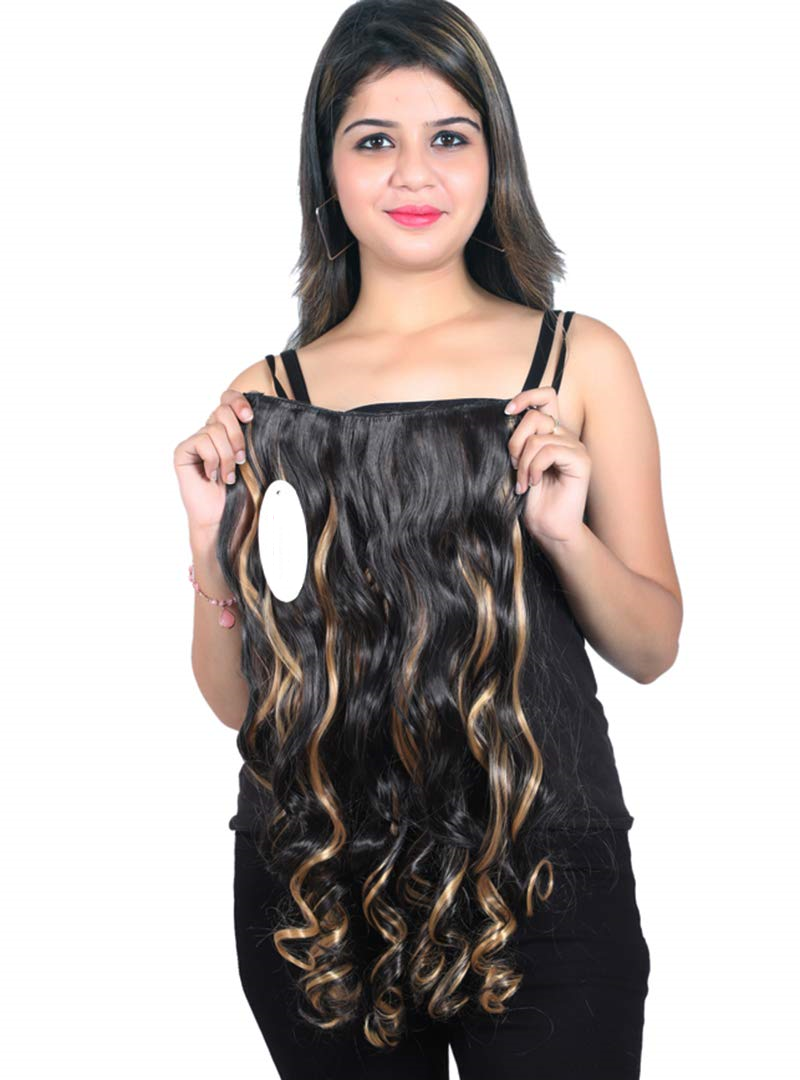 Hair Extensions for Women (Premium)- 5 Clips Attached Curly/Wavy Artificial Hair Clip On Extension