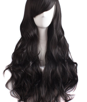 Full Head Long Wavy Hair Wigs for Women (Natural Black)