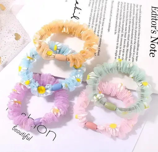 Pure Silk Scrunchies Hair Tie Elastic Large Hair Bands Set of 12 pcs Rubber Band Rubber Band  (Multicolor)