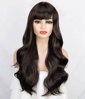 Women Full Head Long Synthetic 24 Inch/Natural Looking/Artificial Hair  Wig for Girls & Ladies (Brown)