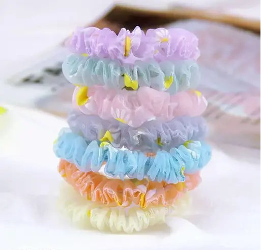 Pure Silk Scrunchies Hair Tie Elastic Large Hair Bands Set of 12 pcs Rubber Band Rubber Band  (Multicolor)