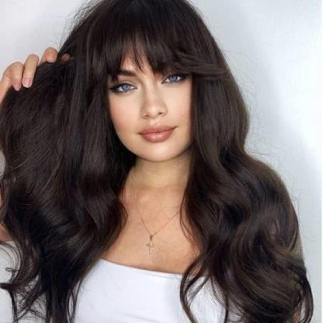 Women Full Head Long Synthetic 24 Inch/Natural Looking/Artificial Hair  Wig for Girls & Ladies (Brown)