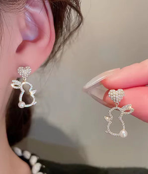 Pearl Bunny Drop Earrings