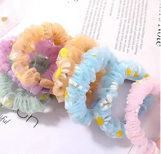 Pure Silk Scrunchies Hair Tie Elastic Large Hair Bands Set of 12 pcs Rubber Band Rubber Band  (Multicolor)