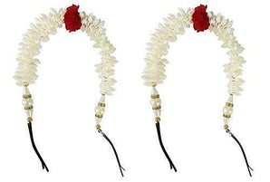Hair Bun Mogra Fringes Flower Gajra for Women in White Set of 2 pcs Pack