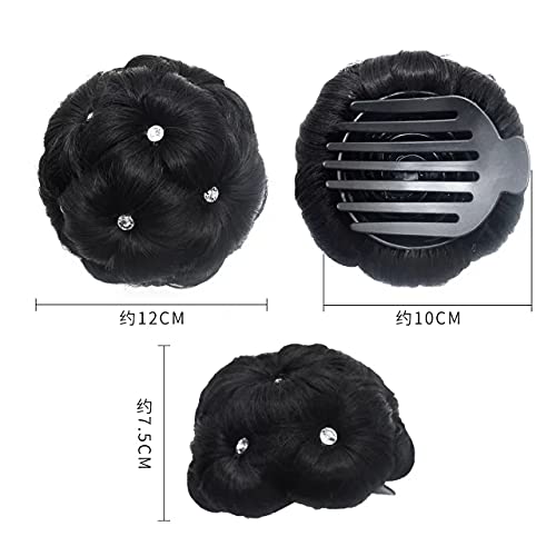 Women Artificial Clutcher Hair Bun With Pearl Stone Juda Panja (Natural Black)