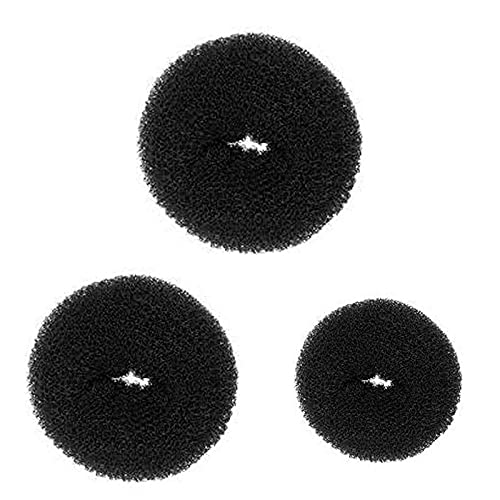 Donuts for Women Hair Bun 3 Pcs with 3 different Sizes Bun (Black)