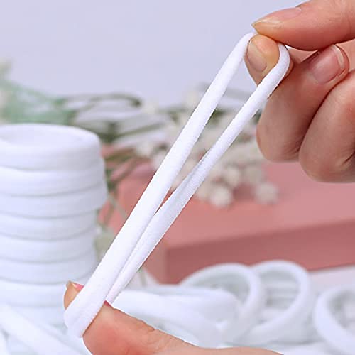 Set Of 30 Pcs Effortless White Color Elastic Cotton Stretch Hair Ties Bands Headband Ponytail Holder Brand: