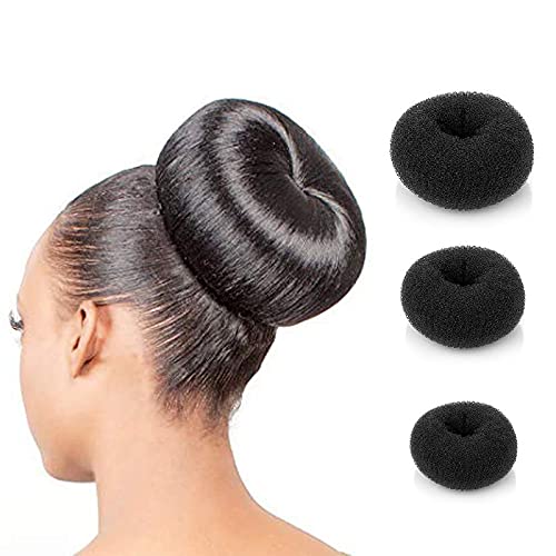 Donuts for Women Hair Bun 3 Pcs with 3 different Sizes Bun (Black)