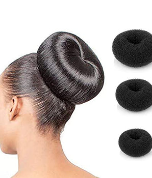 Donuts for Women Hair Bun 3 Pcs with 3 different Sizes Bun (Black)