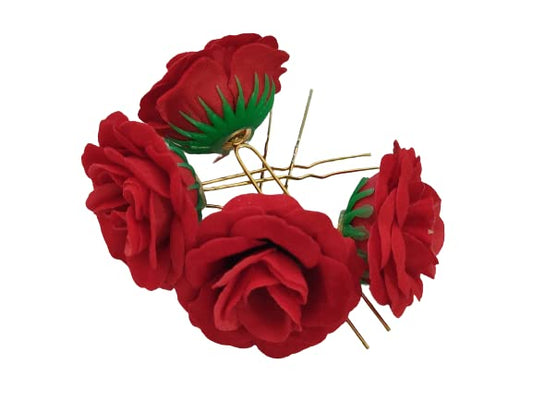 Rose Hair Barrettes Accessories Set of 4