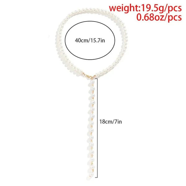 Long Y-Shape Pearl Strand Necklace