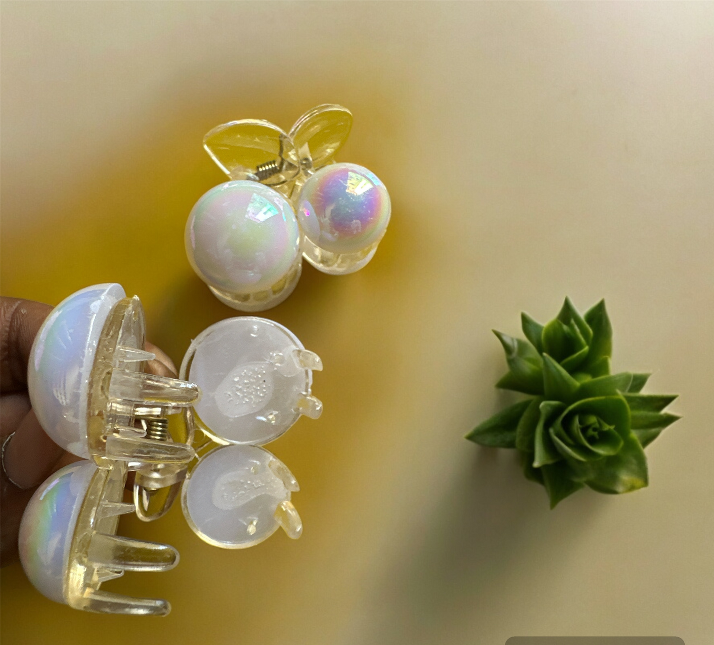 Korean Bling Pearl Crystal Rhinestone Stone Hair Accessories Hair Claw For Girls Women 2 pc