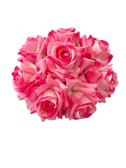 Artificial Rose Flower Wedding Hair Bun Gajra for Women Bridal Juda Hair Bun Hair Accessory (Pink)