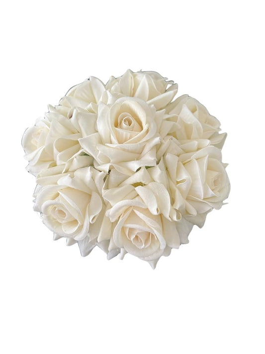 Artificial Rose Flower Wedding Hair Bun Gajra for Women Bridal Juda Hair Bun Hair Accessory (White)