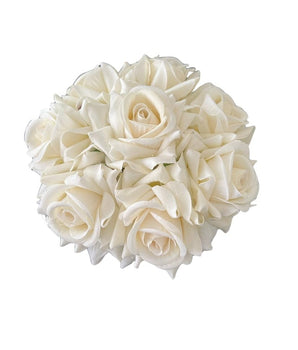 Artificial Rose Flower Wedding Hair Bun Gajra for Women Bridal Juda Hair Bun Hair Accessory (White)