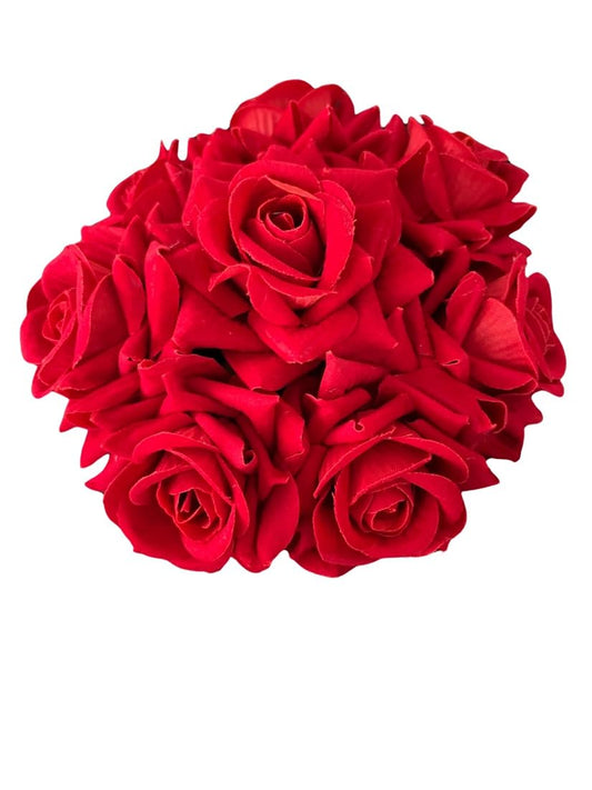 Artificial Rose Flower Wedding Hair Bun Gajra for Women Bridal Juda Hair Bun Hair Accessory (Red)