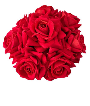 Artificial Rose Flower Wedding Hair Bun Gajra for Women Bridal Juda Hair Bun Hair Accessory (Red)