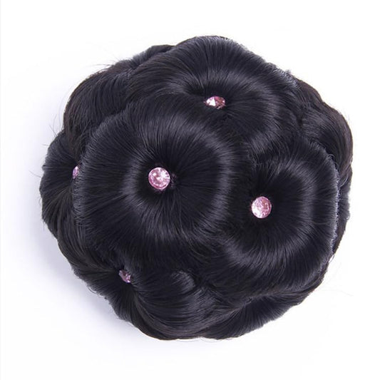 Women Artificial Clutcher Hair Bun With Pearl Stone Juda Panja (Natural Black)