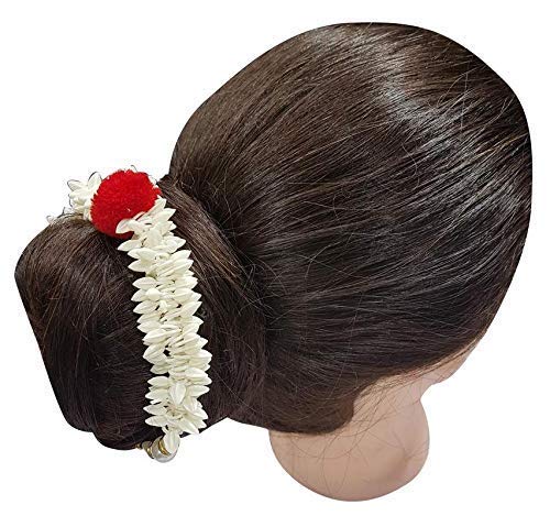 Hair Bun Mogra Fringes Flower Gajra for Women in White Set of 2 pcs Pack