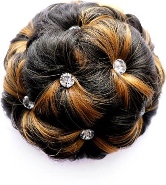 Stylish stone golden highlight hair bun Panja (Brown Color)