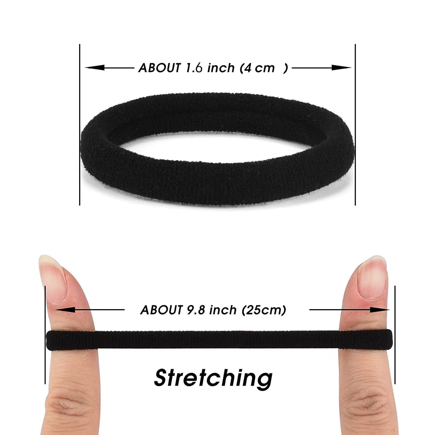 Seamless Thick Cotton Hair Rubber Bands, Durable Elastic Ties, Ponytail Holders, Hair Accessories for Women & Girls -  Black 30 pcs