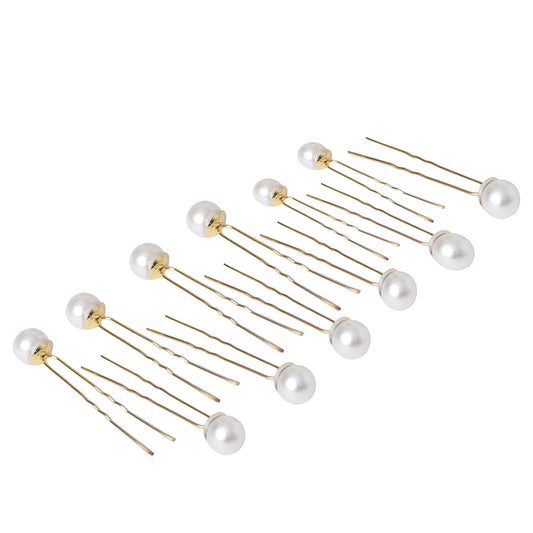 (12pcs) Pearl Hair Accessories for Women & Girls - Stylish Decoration Pearls Hair Clip U Pins for Bride Hairstyle - For Wedding/Parties