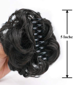 1Pcs Synthetic Nylon Messy Curly Hair Claw/Clutcher Bun Hair Extension for Women (Black Color)