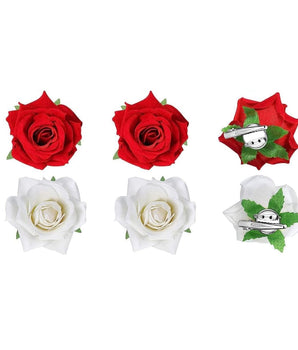 6 Piece Artificial Rose Hair Clip Flower Hair Accessories for Women, Wedding, Valentine's Day Gift, Marriage Hairstyles, Hair Clips with Roses, Floral... Colour:WHITE & RED