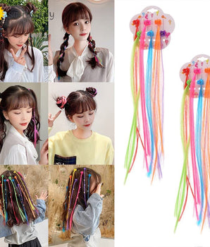 Kids Hair Extensions with Hair Clips Hair Colors Wig for Children Straight Colorful Hair Extension Hairpieces Multicolor (24- PCS)