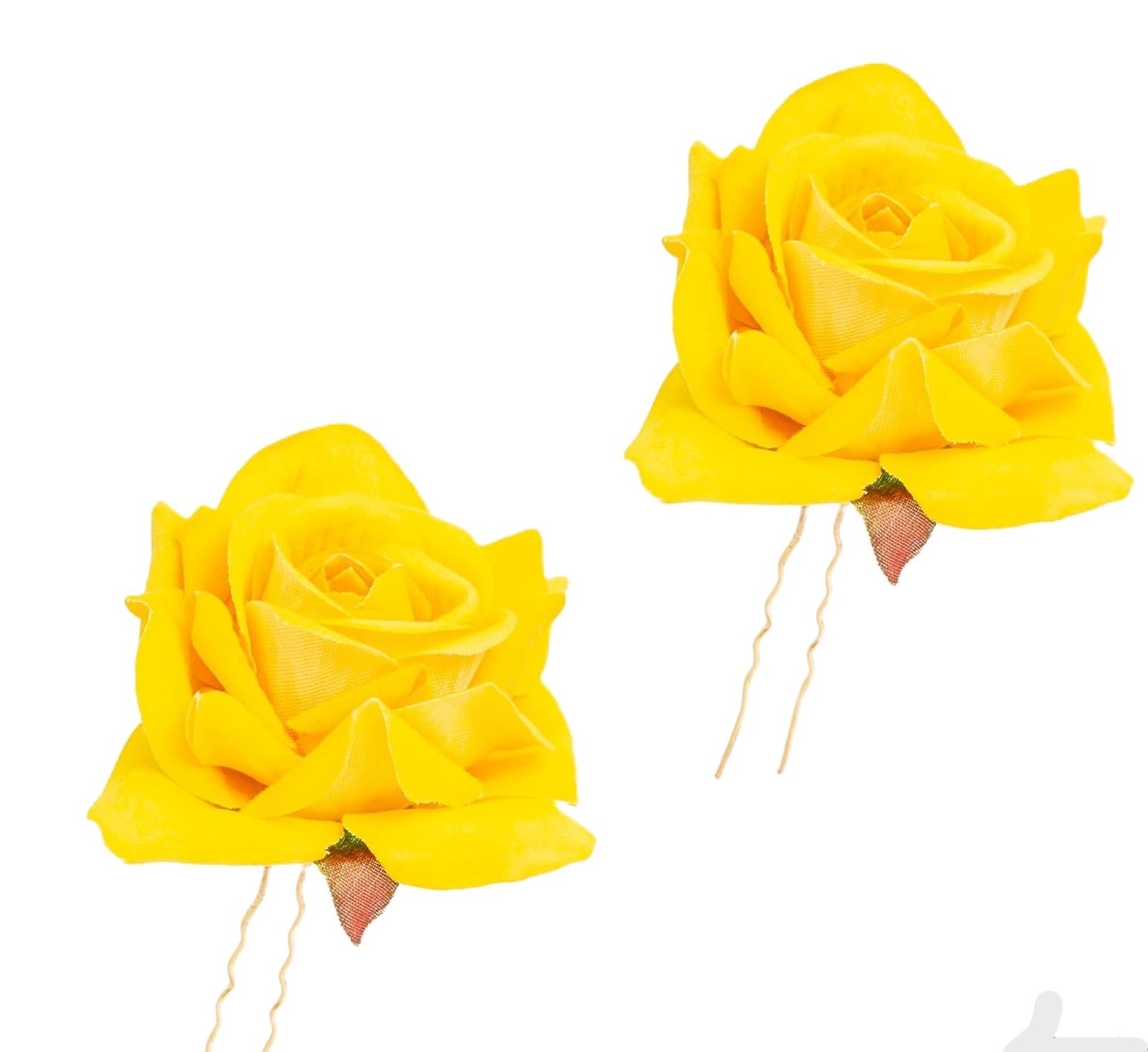 6 Piece Artificial Rose U Shape Hair Pins Elegant Wedding Juda Clip, Valentine's Day Gift, Stylish Hair Bun Stick with Flowers for Hair Perfect Marriage Hairstyle Accessories Useful for Women, Girls, Brides (YELLOW