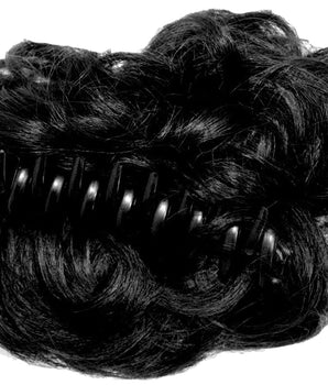 1Pcs Synthetic Nylon Messy Curly Hair Claw/Clutcher Bun Hair Extension for Women (Black Color)