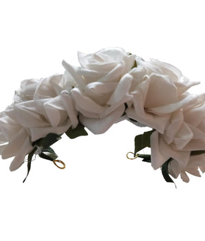 Artificial Bridal White Rose Petal Flower Veni Gajra Hair Juda Accessories For Women | Suitable for Traditional Indian Wedding/Marriage/Engagements -