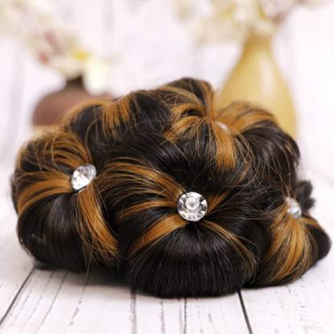 Stylish stone golden highlight hair bun Panja (Brown Color)